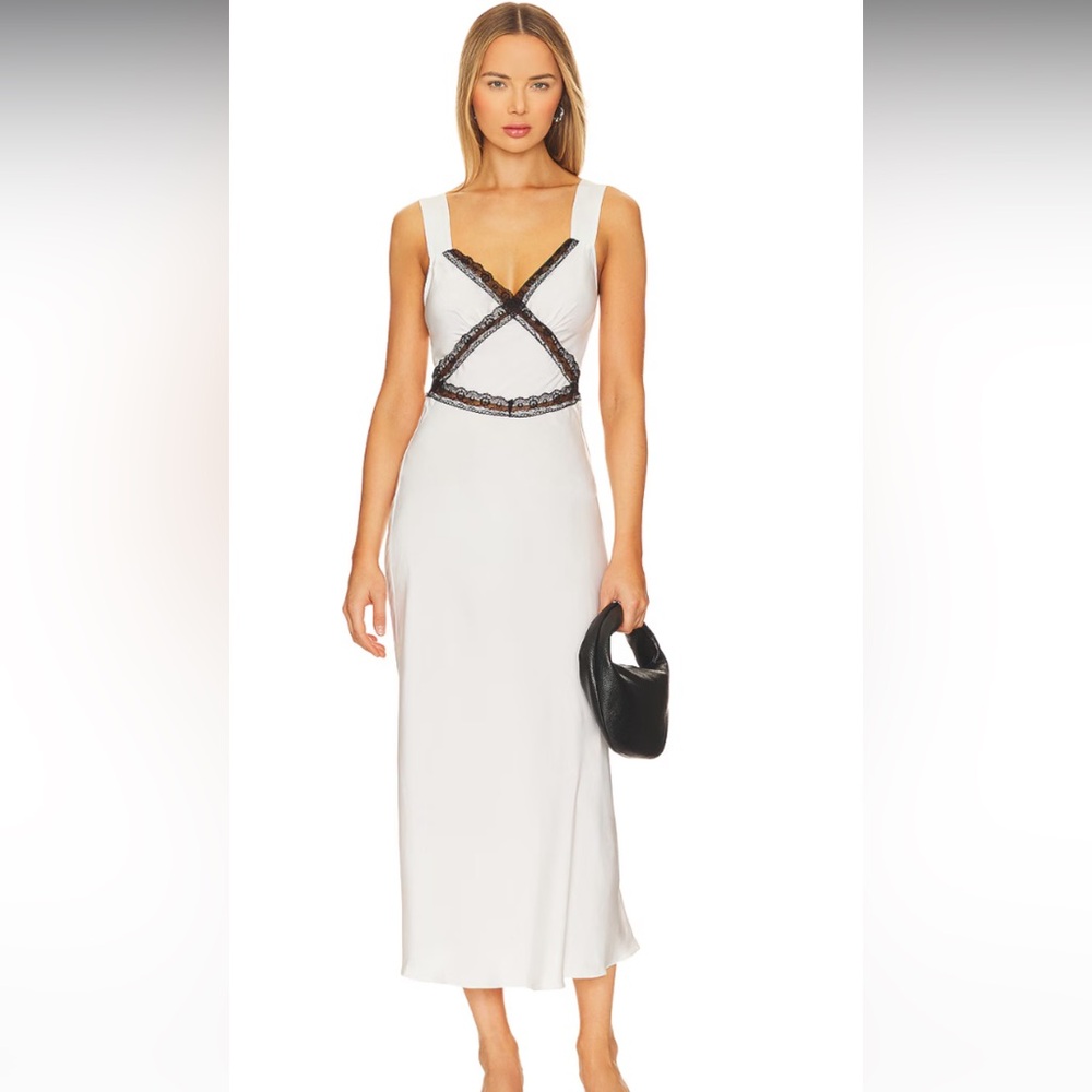 Bardot Cream and Black Lace Chemise